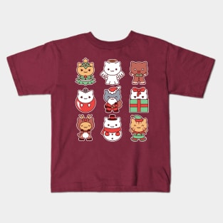 Kawaii Christmas Kitties Kids T-Shirt